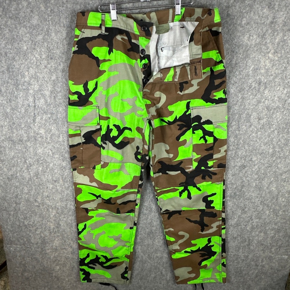 Rothco Cargo Pants Mens L Neon Green Brown Camo Ultra Force BDU Tactical Street